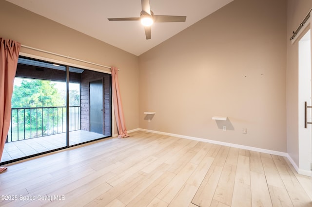 3564 Muirfield Dr Unit 4, Titusville, FL 32780 - empty room featuring ceiling fan, light wood finished floors, lofted ceiling, and baseboards