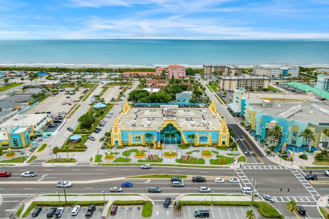aerial view featuring a water view and a city view