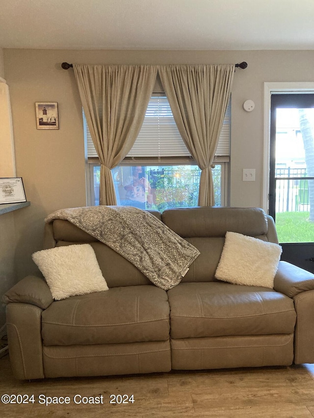 living room with wood finished floors