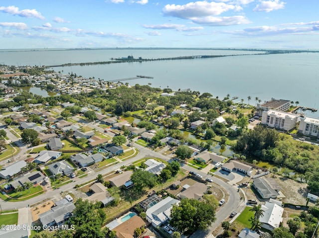 550 E Merrimac Dr, Merritt Island, FL 32952 - bird's eye view featuring a water view and a residential view
