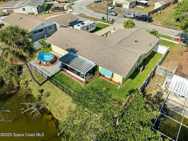 550 E Merrimac Dr, Merritt Island, FL 32952 - bird's eye view featuring a water view and a residential view