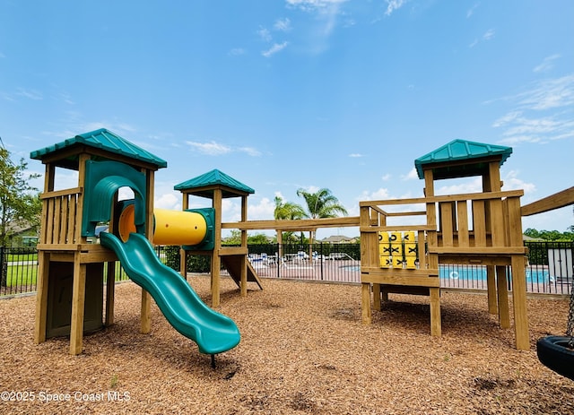 community play area featuring fence