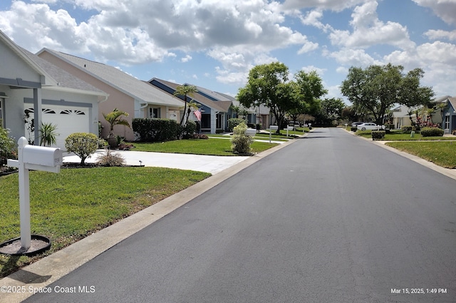 view of road with a residential view