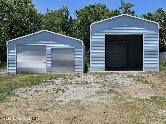 view of detached garage