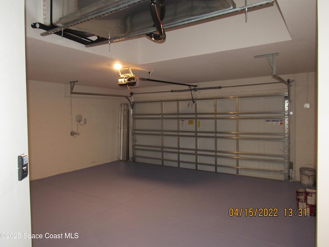 garage with a garage door opener