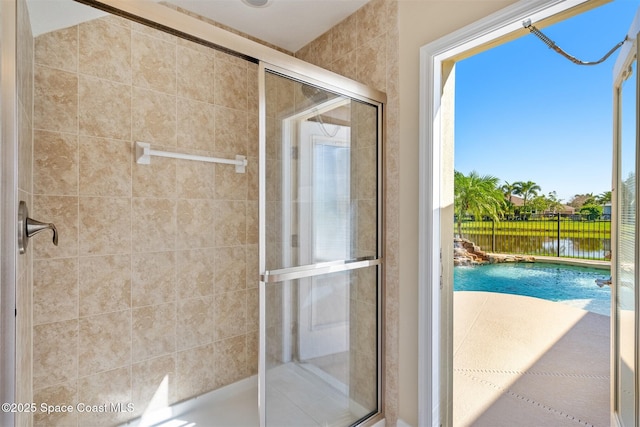 5770 Mascaro Ct, Melbourne, FL 32940 - full bath with a shower stall and a water view