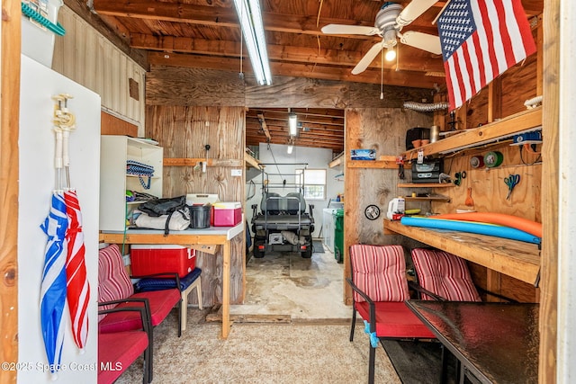 storage with a ceiling fan