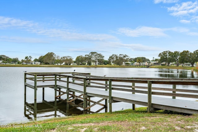 dock area featuring a water view