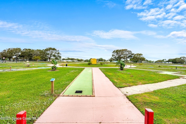 view of property's community with a yard