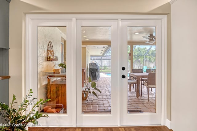 doorway featuring french doors