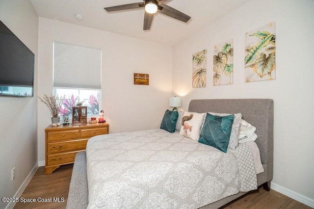 2979 Pangea Cir, Melbourne, FL 32940 - bedroom with wood finished floors, baseboards, and ceiling fan