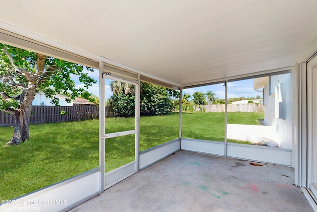 view of unfurnished sunroom