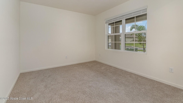 spare room featuring baseboards and carpet flooring