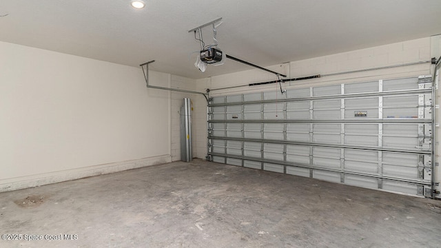 garage with a garage door opener