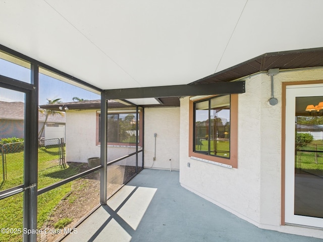 view of unfurnished sunroom