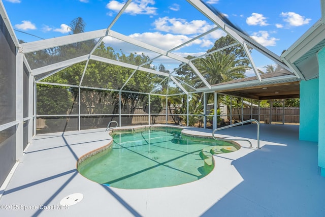 619 Dinner St NE, Palm Bay, FL 32907 - view of pool featuring a fenced backyard, a lanai, a patio, and a fenced in pool