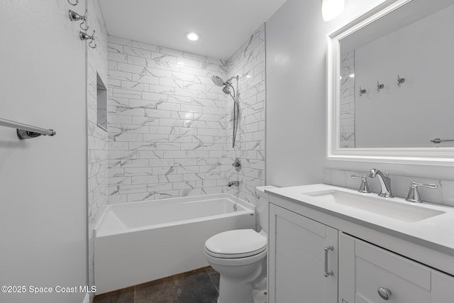619 Dinner St NE, Palm Bay, FL 32907 - full bath with toilet, shower / bath combination, vanity, and recessed lighting