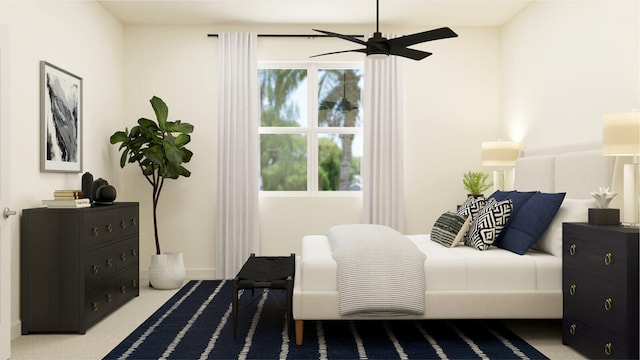 carpeted bedroom featuring baseboards