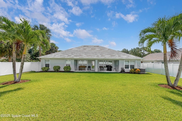 4569 Lady Hawk Way, Melbourne, FL 32904 - back of property with a patio area and cooling unit