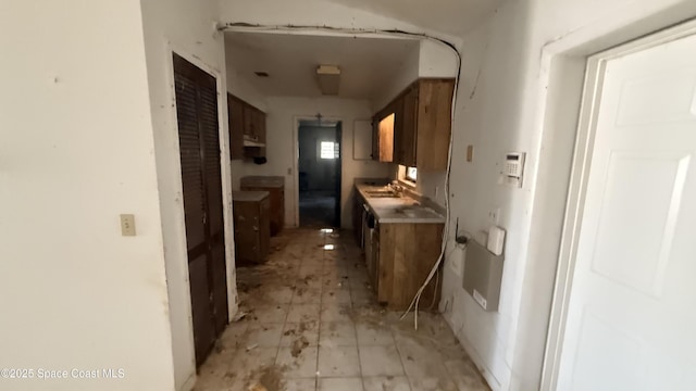 hall featuring a sink