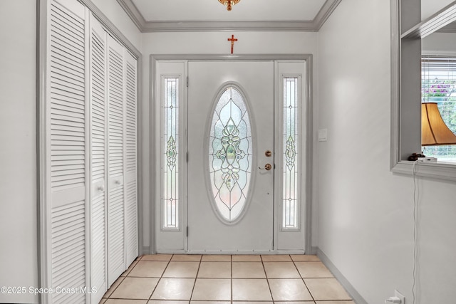 5280 Curtis Blvd, Cocoa, FL 32927 - entrance foyer featuring ornamental molding, light tile patterned floors, and baseboards