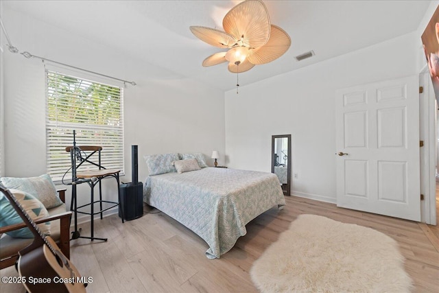 1085 Mercedes Dr, Merritt Island, FL 32952 - bedroom featuring light wood-style flooring and a ceiling fan