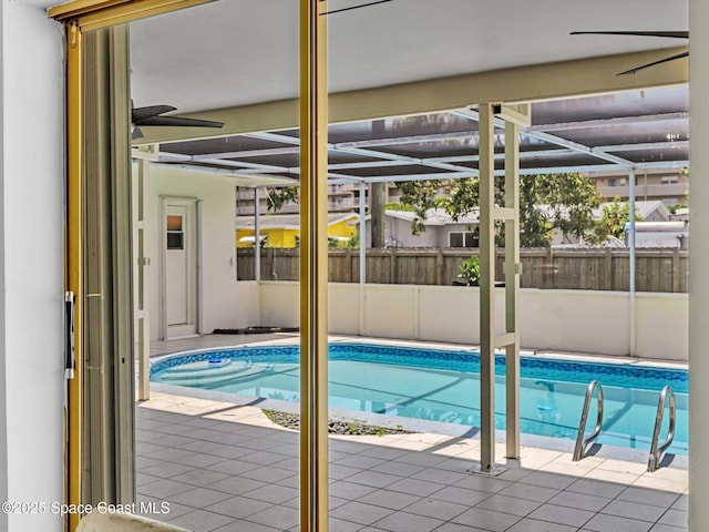 5118 Adams St, Hollywood, FL 33021 - view of swimming pool with fence, glass enclosure, and a patio area