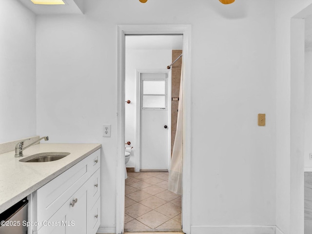 5118 Adams St, Hollywood, FL 33021 - bathroom with vanity, toilet, tile patterned flooring, and shower / tub combo