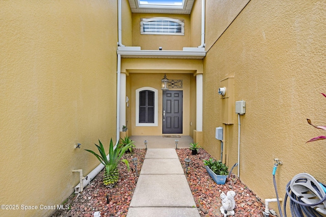 3202 Arden Cir, Melbourne, FL 32934 - property entrance with stucco siding