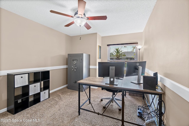 1265 Giralda Cir NW, Palm Bay, FL 32907 - carpeted office space with a ceiling fan, a textured ceiling, and baseboards