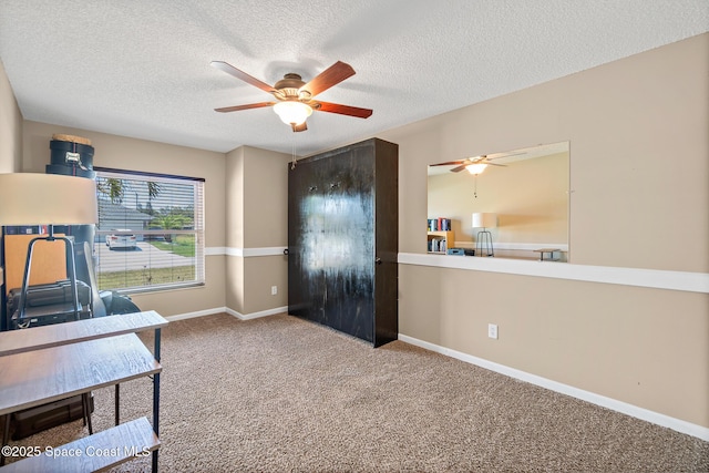 1265 Giralda Cir NW, Palm Bay, FL 32907 - office featuring a ceiling fan, carpet, a textured ceiling, and baseboards
