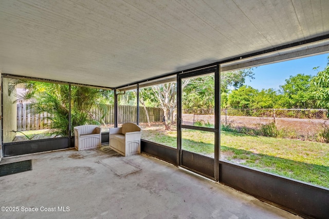 view of unfurnished sunroom