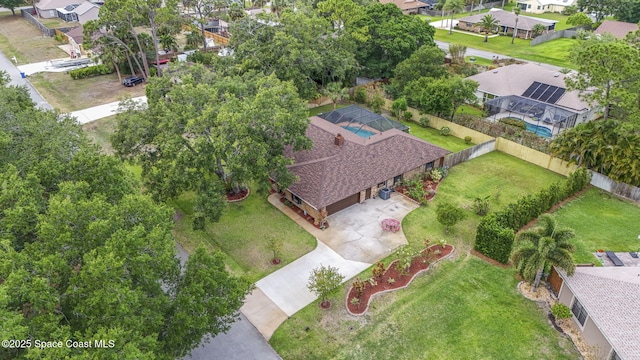 aerial view with a residential view