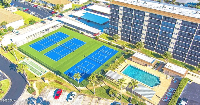 bird's eye view of a pool