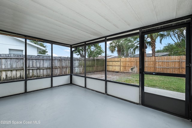 view of unfurnished sunroom