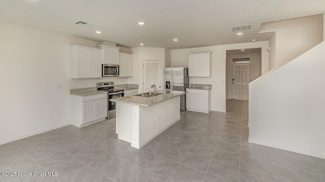 1276 Dugan Cir SE, Palm Bay, FL 32909 - kitchen featuring white cabinetry, appliances with stainless steel finishes, visible vents, and a sink