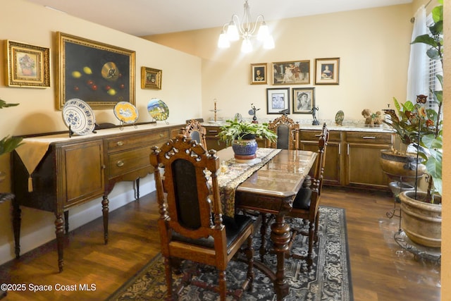 249 Franzing St, Palm Bay, FL 32908 - dining space featuring a chandelier and dark wood-style floors