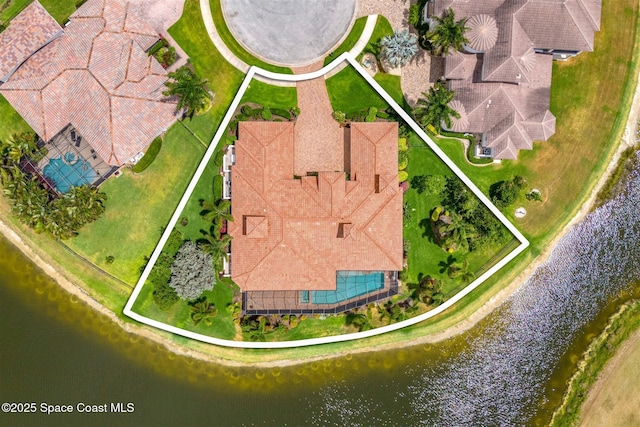 7346 Gorda Peak Ct, Melbourne, FL 32940 - view of property location featuring a nearby body of water, property boundaries highlighted, and a pool