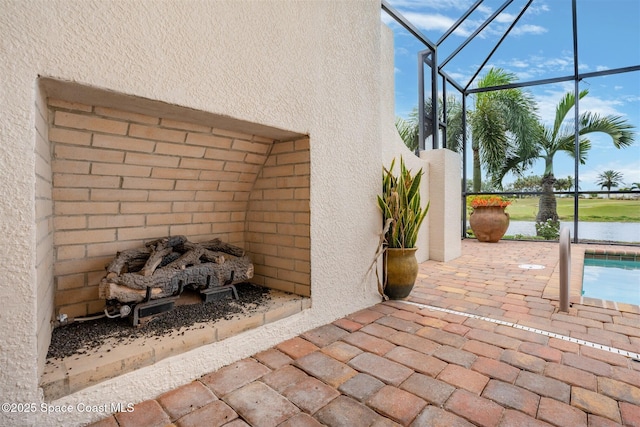 7346 Gorda Peak Ct, Melbourne, FL 32940 - view of patio / terrace featuring a lanai, an outdoor pool, and a water view