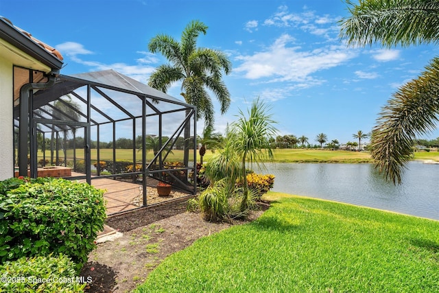 7346 Gorda Peak Ct, Melbourne, FL 32940 - view of patio / terrace featuring a water view and glass enclosure