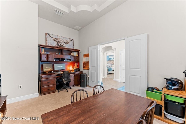 7268 Preserve Pointe Dr, Merritt Island, FL 32953 - office featuring arched walkways, light carpet, and baseboards