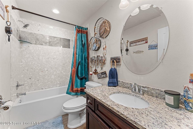 7268 Preserve Pointe Dr, Merritt Island, FL 32953 - bathroom featuring shower / tub combo, toilet, vanity, and wood finished floors