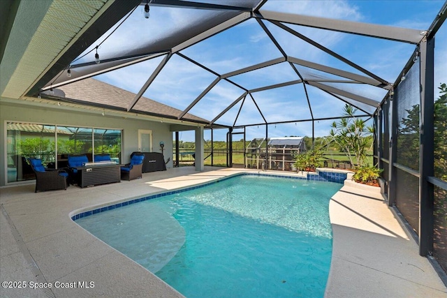 7268 Preserve Pointe Dr, Merritt Island, FL 32953 - outdoor pool with an outdoor hangout area, a patio area, and a lanai