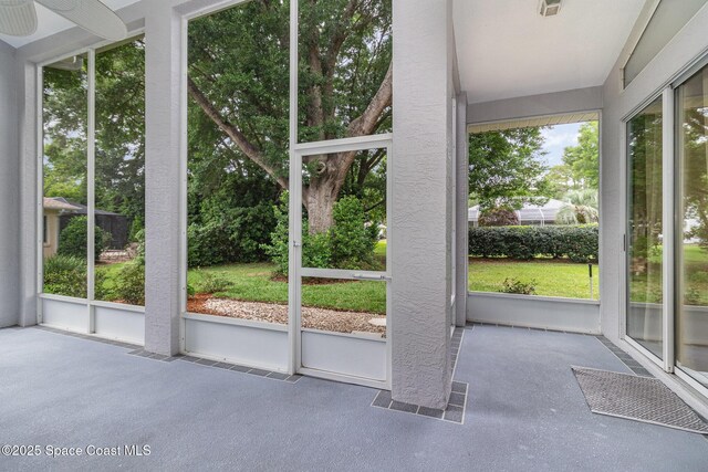 view of unfurnished sunroom
