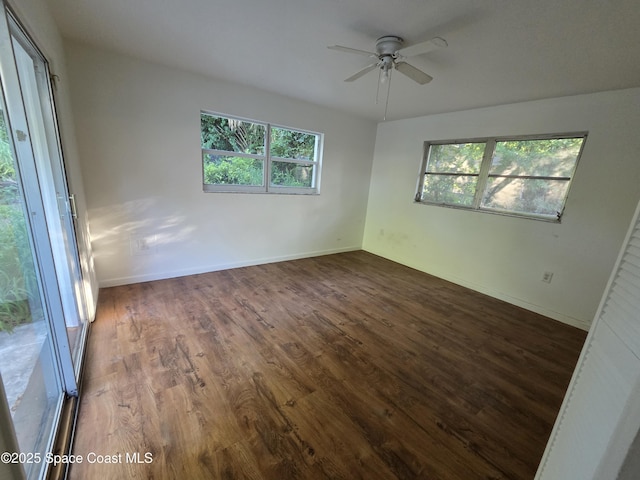 55 S Grandview Cir, Cocoa, FL 32922 - spare room featuring a ceiling fan, plenty of natural light, and wood finished floors