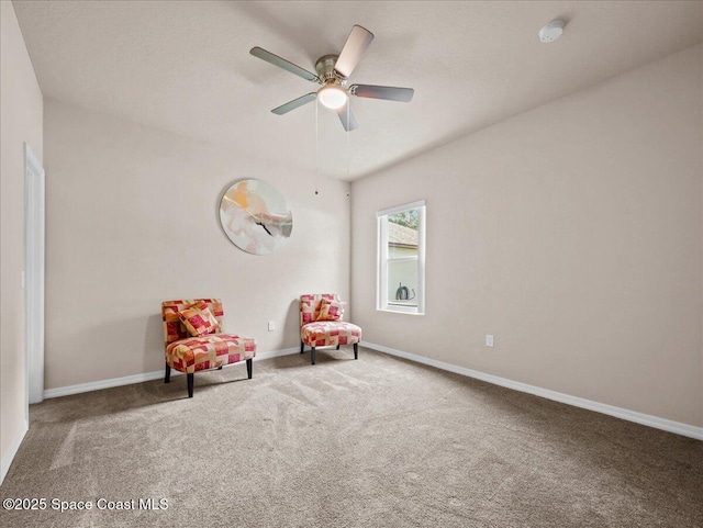 354 Dryden Cir, Cocoa, FL 32926 - sitting room featuring carpet flooring, a ceiling fan, and baseboards