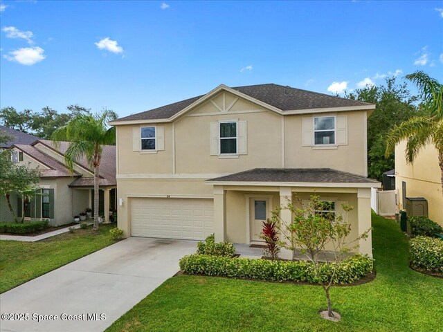 354 Dryden Cir, Cocoa, FL 32926 - traditional-style home featuring a garage, stucco siding, concrete driveway, and a front yard