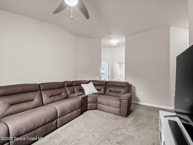 354 Dryden Cir, Cocoa, FL 32926 - carpeted living area featuring ceiling fan and baseboards