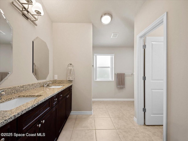 354 Dryden Cir, Cocoa, FL 32926 - full bathroom with baseboards, double vanity, and tile patterned floors