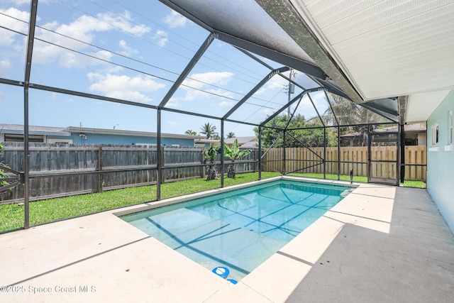 225 Price Ct, Satellite Beach, FL 32937 - view of pool with a patio area, a fenced backyard, and glass enclosure